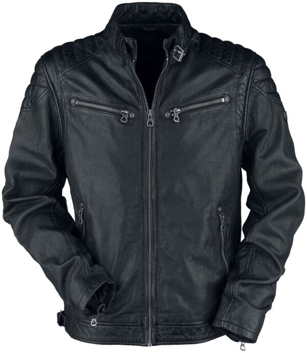 Drunzil Men's Vintage Leather Jacket Quilted Design Black & Brown Color Wax Genuine Leather