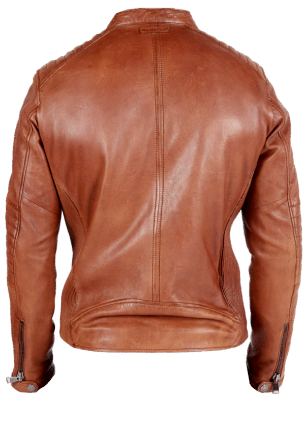 Tornyrex Genuine Leather Waxed Motorcycle Jacket Vintage Style Biker For Men Tan - Image 2