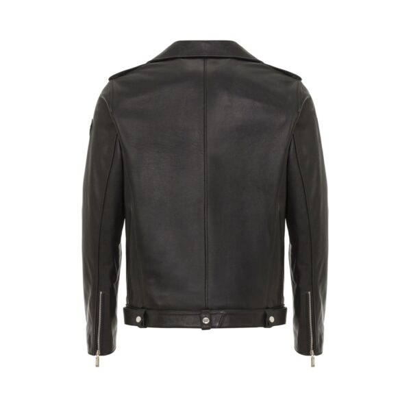 Quibrel Traditional Genuine Leather Biker Jacket Asymmetrical Motorcycle Style With Hem Buckle For Men Black - Image 2