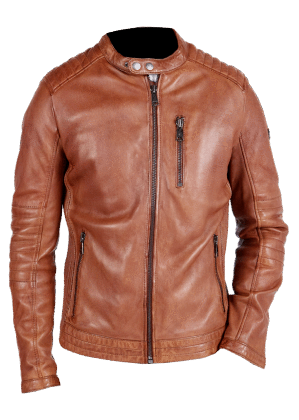 Tornyrex Genuine Leather Waxed Motorcycle Jacket Vintage Style Biker For Men Tan