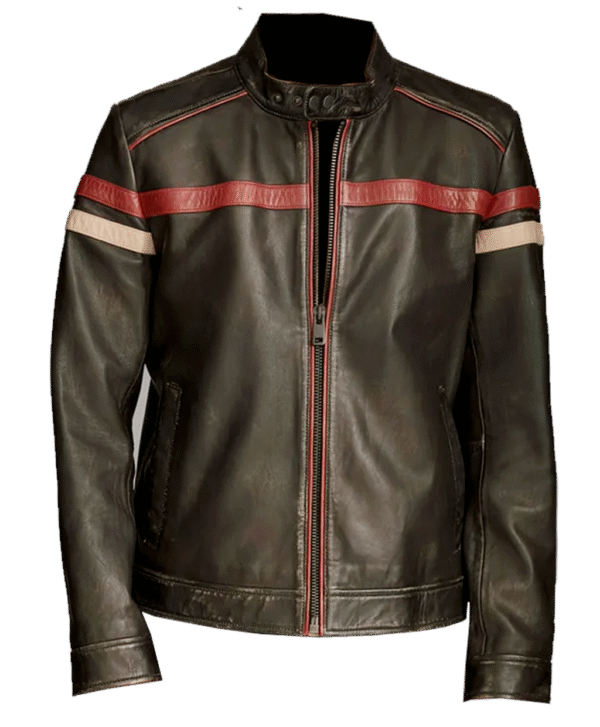 Stylish Mens Metalo Motorcycle Jacket Genuine Leather Black Biker Moto Style Slim Fit