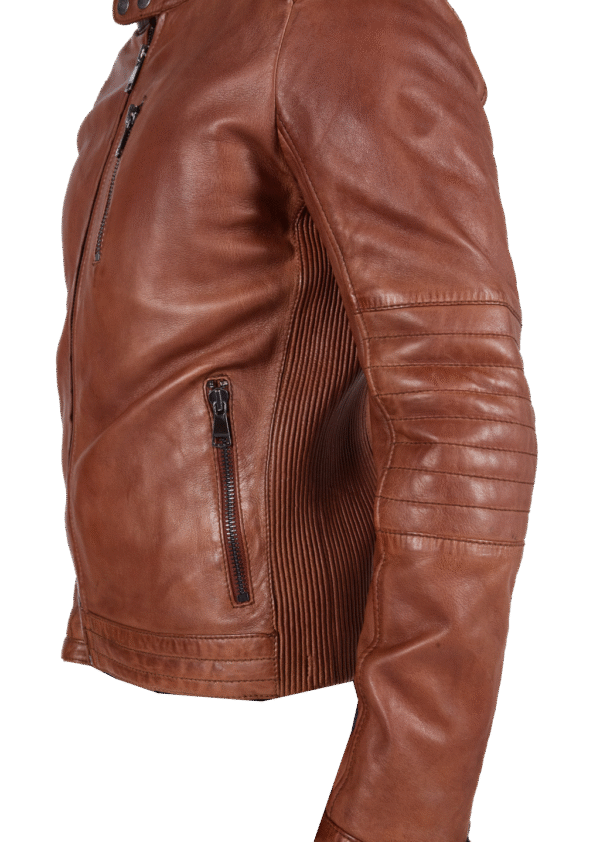 Tornyrex Genuine Leather Waxed Motorcycle Jacket Vintage Style Biker For Men Tan - Image 3